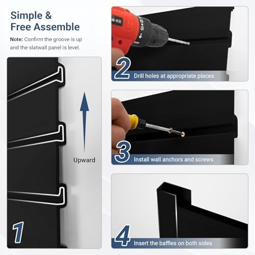 Neoaider Slatwall Panel 4 FT x 4 FT, Interlocking Slat Wall Paneling - Image 5