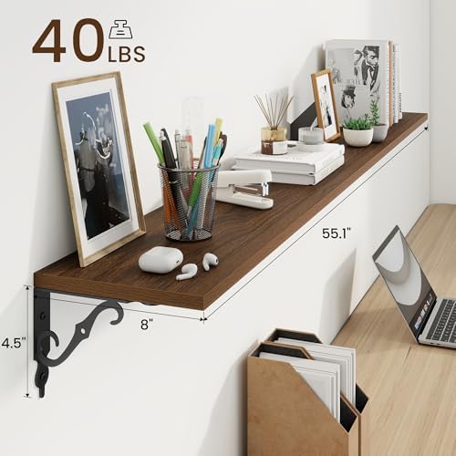 RICHFOCUS Floating Shelves for Wall Decor, 55.1W x 8D Shelves Set of 2 - Image 3