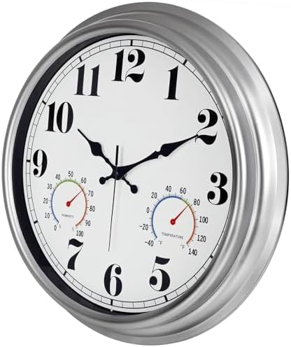 JENLYSTIME 16 Inch Silver Vintage Waterproof Outdoor Wall Clock - Image 6
