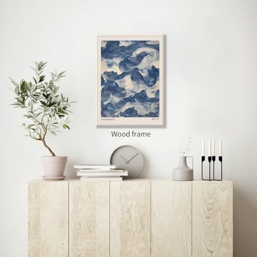 Japanese Blue Waves Wall Art Vintage Oriental Japandi Wabi Sabi Poster 16X24 - Image 3