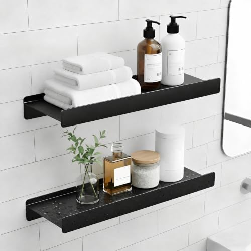 12 inch Metal Floating Shelves for Wall, Bathroom Small Shelves by Dancrul