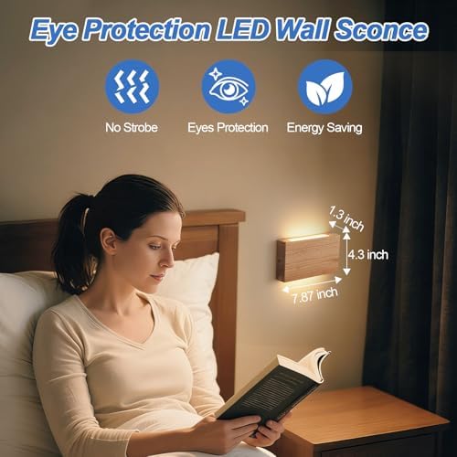 Natural Wood LED Wall Sconce Wood Wall Sconce Indoor Wall Lights Hardwired 2 - Image 3