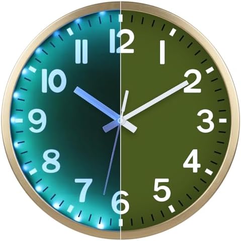 JoFomp Green Wall Clocks Battery Operated Night Glow, 8 Inch Sound Control Glow by JoFomp