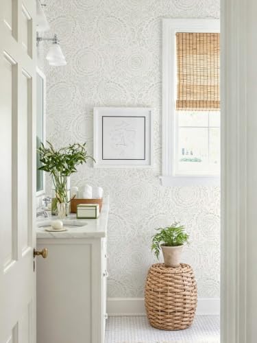 Ismoon Green Peel and Stick Wallpaper Boho Floral Contact Paper 17.3x196in - Image 2