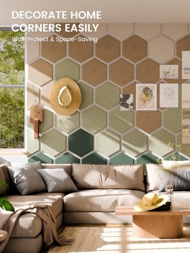 Fluxynara 8-Pack Hexagon Felt Bulletin Board Tiles, Nordic Moss-1 - Image 4