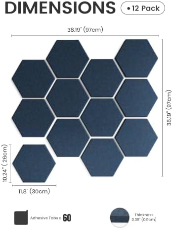 Fluxynara 8-Pack Hexagon Felt Bulletin Board Tiles, Carbon Blue-1 - Image 2