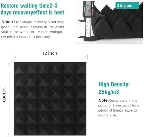 50 Pack Acoustic Foam Panels, High Density and Fire Resistant Sound Panels - Image 2