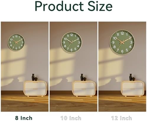 Roymnie Wall Clock Green, Silent Wall Clocks Battery Operated 8 Inch-Modern Non - Image 2