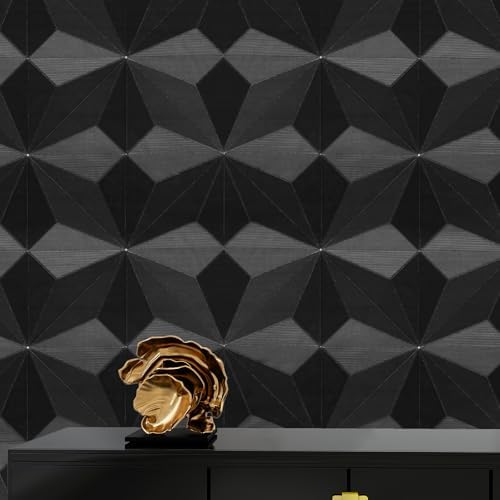3D Peel and Stick Wallpaper Black Contact Paper 15.7'' X 197'' Wall Paper by Oneoftheworld