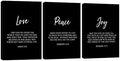 3 Piece Inspirational Wall Art, Quotes "Love Peace Joy" Motivational Canvas Art by GUTTATYART