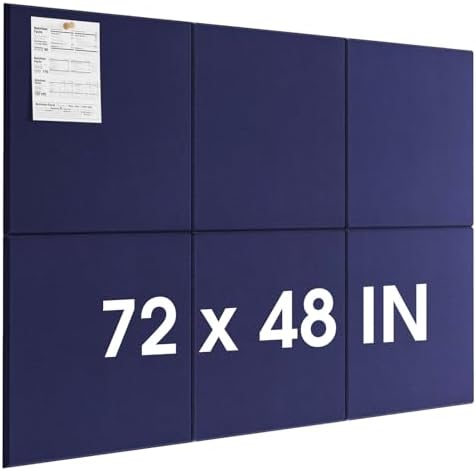 MaxGear Extra Large Bulletin Board 72" x 48", Dark Blue Felt Wall Tiles by MaxGear