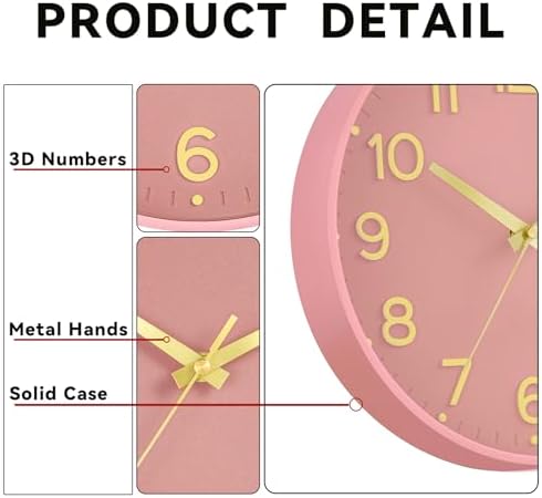 Roymnie 14 Inch Wall Clock Battery Operated Silent Non Ticking Analog - Image 6