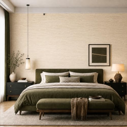 Bumoo Cream Travertine Wallpaper Peel and Stick 16" x118" Warm Beige Marble - Image 3