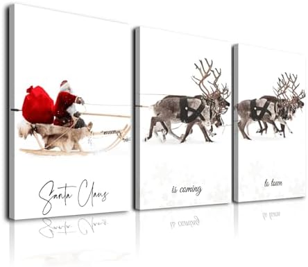 Framed Christmas Wall Art Set of 3, Santa Claus by TWNSWALLART