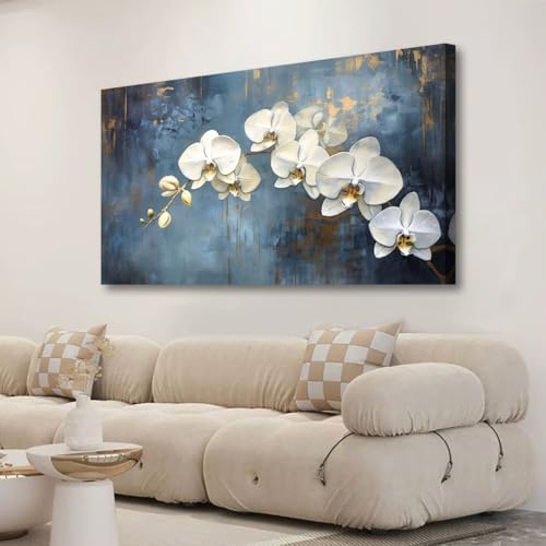 Abstract White Butterfly Orchid Canvas Wall Art by HaichuangDecorArt