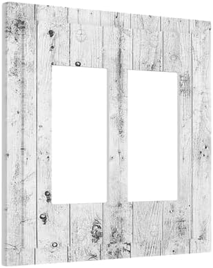 Decorative Outlet Covers Rustic White Grey Wood Grain 2 Gang Double GFCI Rocker - Image 2