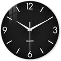 XFM Black Simple Glass Wall Clock 14 Inch Modern Minimalist by XFMWallClock