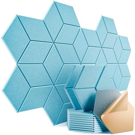 12 Pack Self-Adhesive Acoustic Panels 12" X 10" X 0.4" by Dailycooper