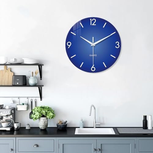 XFM Blue Glass Wall Clock 14 Inch Modern Simple - Image 6