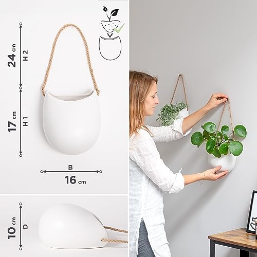 Kazai. Wall Planters -Ellie- | Hanging Ceramic Plant Pots 2 Pieces | Wall - Image 4
