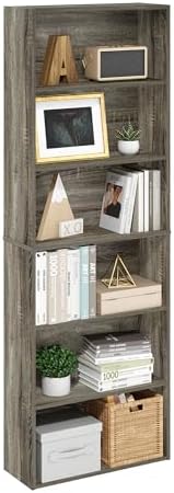 Furinno Jaya Simply Home Free Standing 6-Tier Open Storage Bookcase, French Oak by Furinno-FitsYourSpaceFitsYourBudget