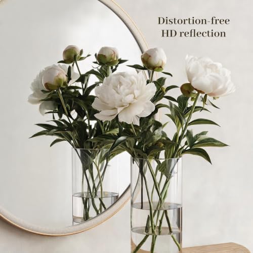 WallBeyond Round Mirror 36 Inch, Linen-Texture Circle Wall Mirror - Image 4
