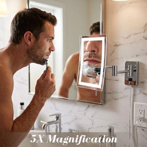 JERDON Lighted Wall-Mount Makeup Mirror - Image 4