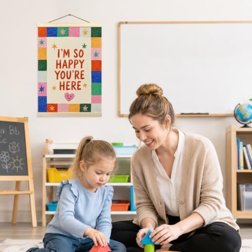 madalo I'm so Happy You're Here Wall Art Poster Hanger Frame, kids Welcome Sign - Image 6