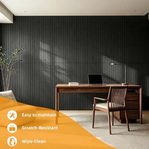 WOWSTAR 6-Pack Peel and Stick PVC Wood Slat Wall Panel，Thickened Wood Grain - Image 3