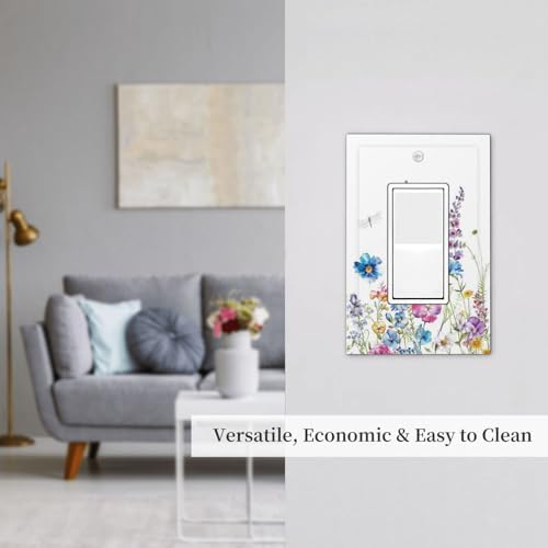 Decorative Outlet Covers Boho Colorful Flowers Plants And Dragonflies 1 Gang - Image 7