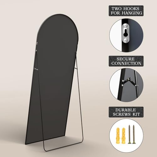 MISSDAY Arched Full Length Mirror, Floor Mirror Long Free Standing, Leaning or - Image 6