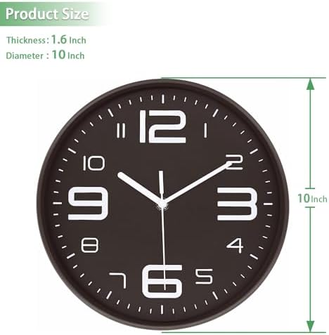 45MinST 10 Inch 3D Number Dial Face Modern Wall Clock, Silent Non-Ticking Round - Image 3