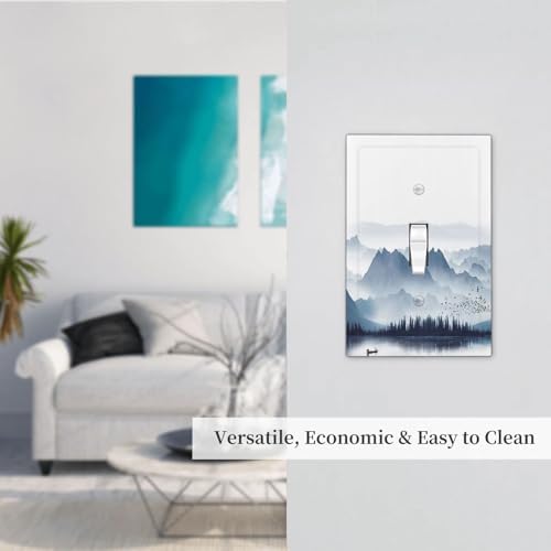 Decorative Light Switch Cover Mountain Foggy Lake Boat Grey Blue Forest Birds 1 - Image 7