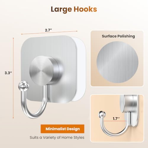 Aikzik 4 Pack Large Heavy Duty Wall Hooks - 26lb Max - Image 5