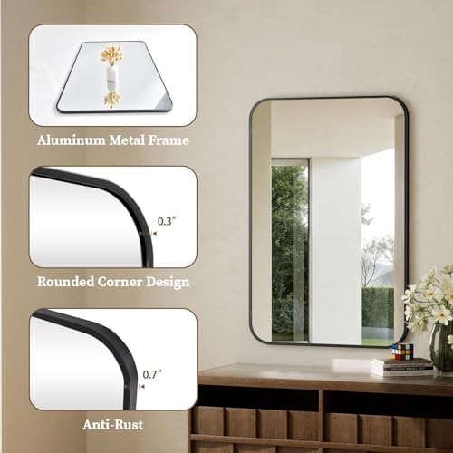 BEAUTYPEAK 39" x 39" Rectangular Wall Mounted Bathroom Mirror - Image 6