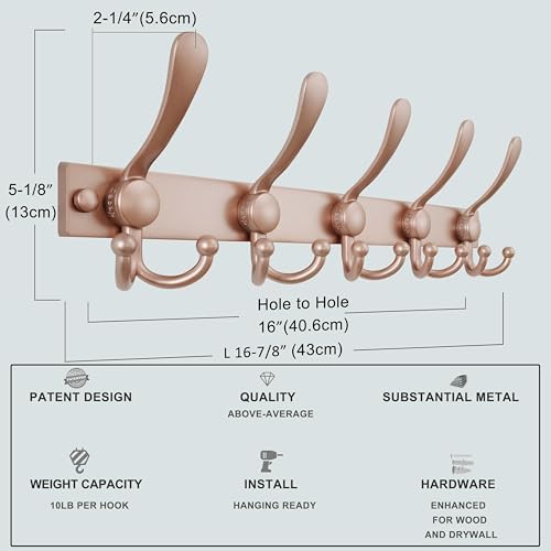 Dseap Coat Rack Wall Mount, Heavy Duty 12-Gauge Base vs Flimsy 1mm, - Image 3