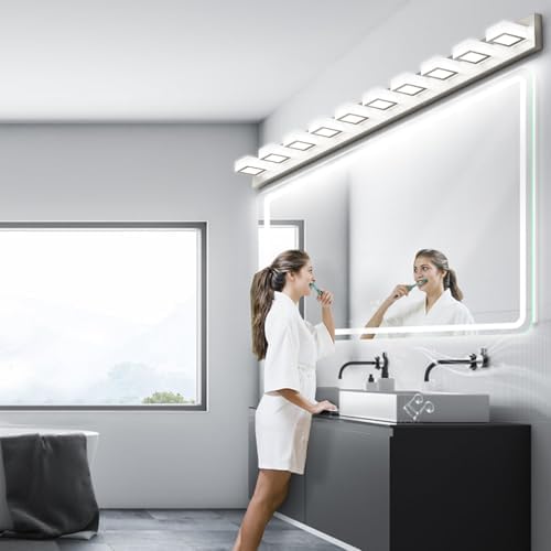 Ralbay 10-Light Brushed Nickel Bathroom Vanity Light Metal Acrylic Modern LED - Image 4