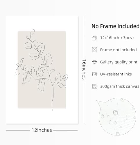 Neutral Botanical Prints Wall Art Flower Minimalist Canvas Wall Decor Vintage - Image 2