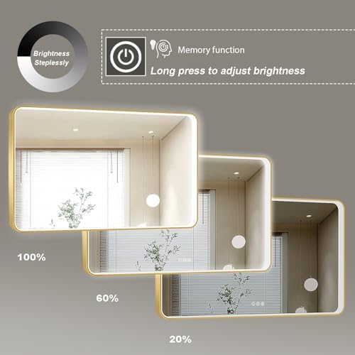 LED Mirror for Bathroom 60X36 Inch Gold Framed - Image 6