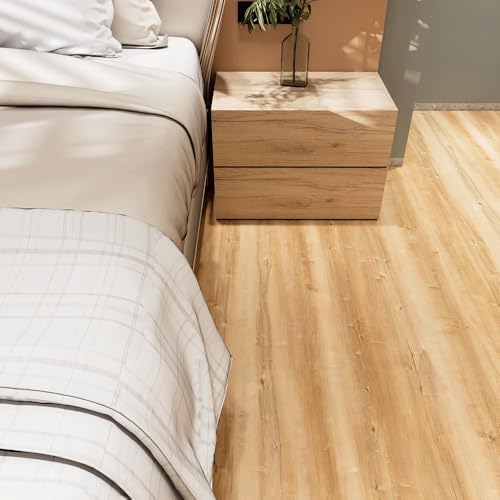 Wood Grain Peel and Stick Floor Tiles, 11.8" W × 394" L, Natural Oak - Image 4