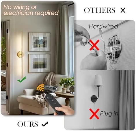 KARTOOSH Battery Operated Wall Sconces Set of Two Wireless Wall Lights - Image 2