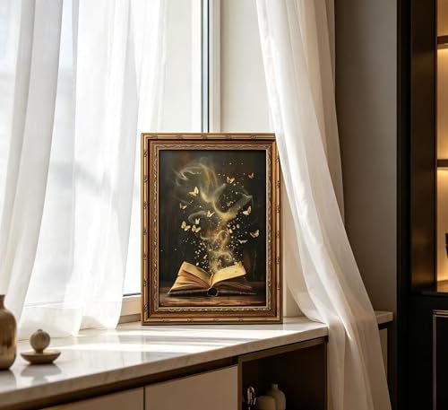 Vintage Gold Framed Victorian Bookish Wall Art Dark Academia Library Fantasy - Image 6