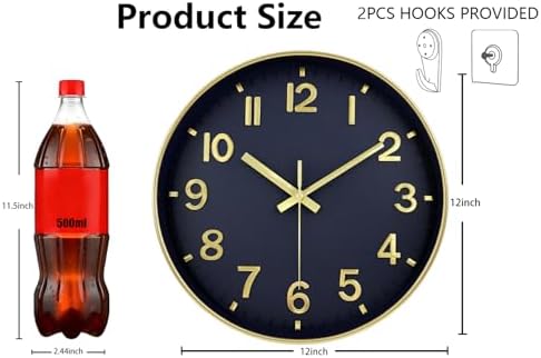 Wall Clocks Battery Operated, 12Inch Non Ticking Digital Wall Clock, Silent - Image 3