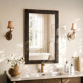 Rectangular Wall Mirror 36" x 24", Solid Wood Frame Bathroom Mirror by XRAMFY