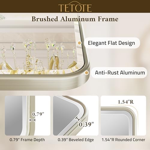 TETOTE Brushed Nickel Mirrors for Wall 30 x 36 Beveled Edge Tempered Glass - Image 3