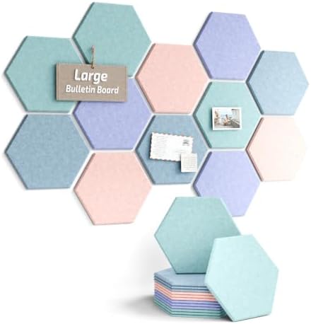 Fluxynara 12-Pack Hexagon Felt Bulletin Board Tiles, Coastal Haze-1 by FLUXYNARA