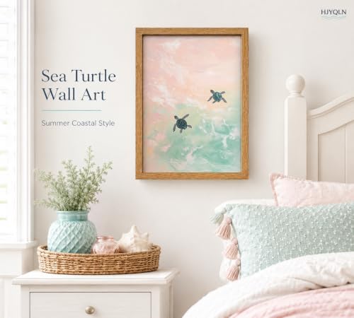 Framed Coastal Turtle Wall Art, Ocean Animal Picture, Summer Wall Decor - Image 2