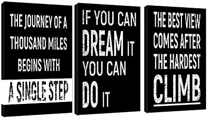3 Piece Inspirational Wall Art, Quotes Motivational Canvas Prints by GUTTATYART