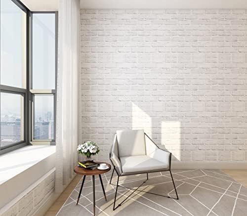 Hopeak White Brick Wallpaper Self-Adhesive Peel and Stick Wallpaper Waterproof - Image 5