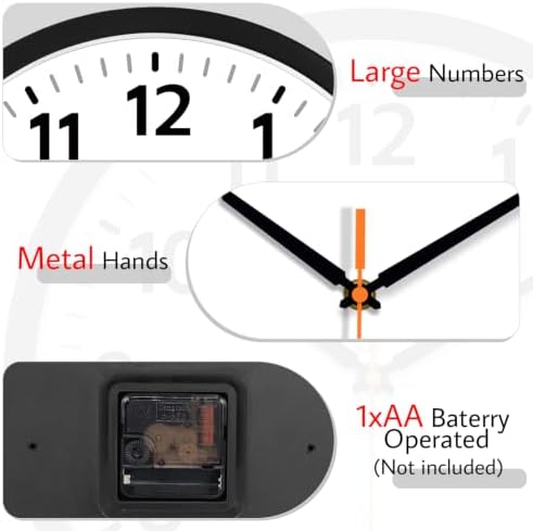 12" Modern Silent Battery Wall Clock, Decorative Wall Clocks Indoor - Image 5